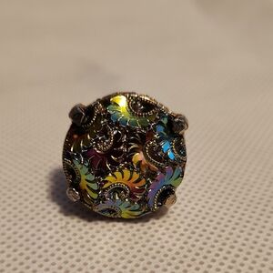 Lovely Chunky Multi-Colored Costume Design Adjustable Ring